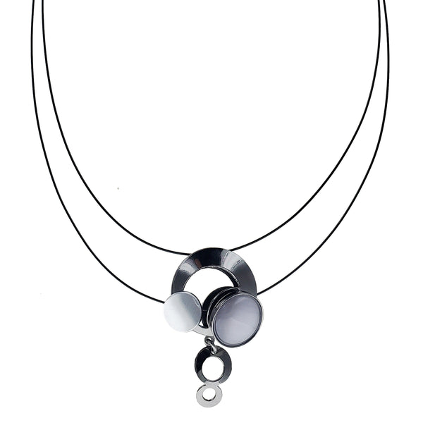Christophe Poly Full Moon Leather Drop Necklace