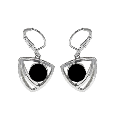 Christophe Poly Gentle Geometry Soft Edge Triangle With Black Lever Back Earrings