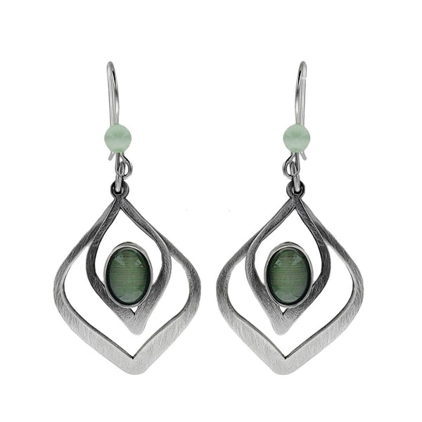 Christophe Poly Green Double Lotus Petal Earrings