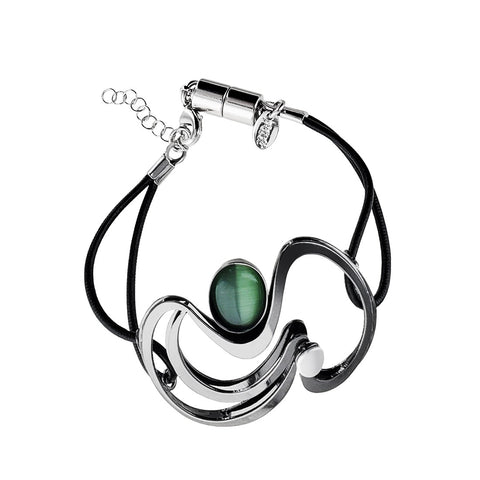 Christophe Poly Green Night Swirl Leather Bracelet