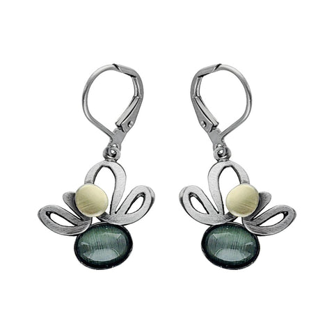 Christophe Poly Green Oval Petal Top Lever Back Earrings