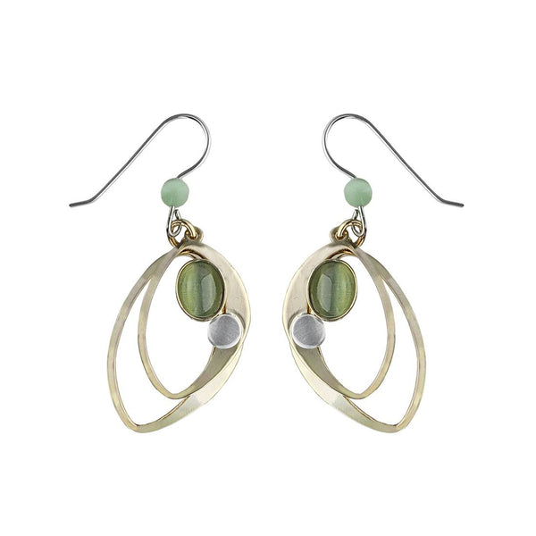 Christophe Poly Layered Golden Ovals Serenade In Green Earrings