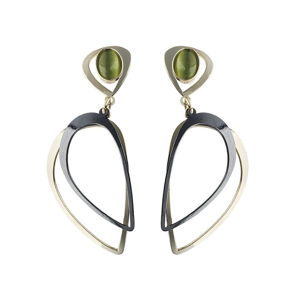  Christophe Poly Meadow Green Double Drop Post Earrings