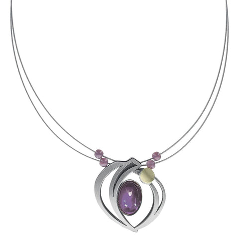 Christophe Poly Nature’s Embrace Oval Marquise Purple Cabochon Necklace