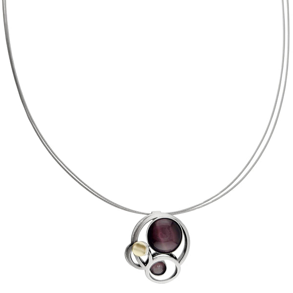 Christophe Poly Petite Orbiting Circles Purple Pendant Necklace 