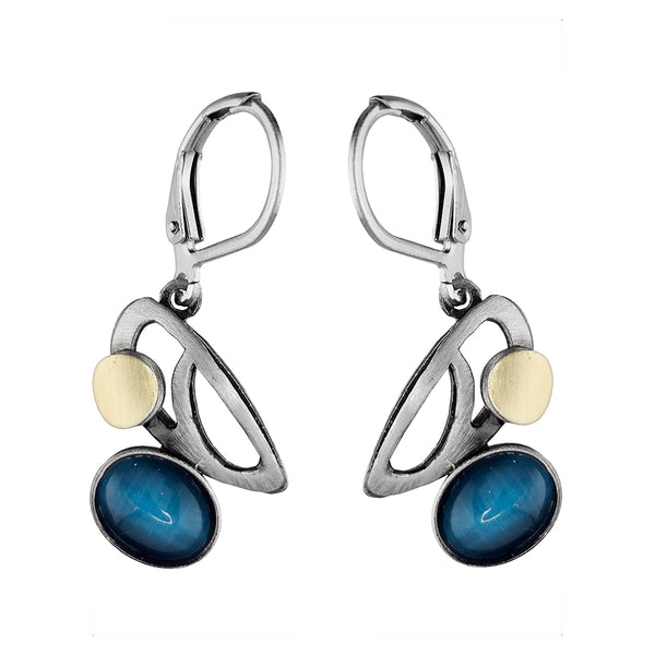 Christophe Poly Petite Sea Blue Oval Earrings