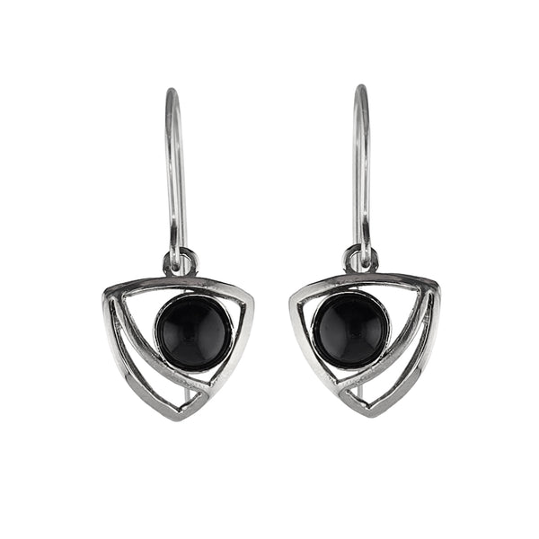 Christophe Poly Petite Silver And Black Triangle Earrings 