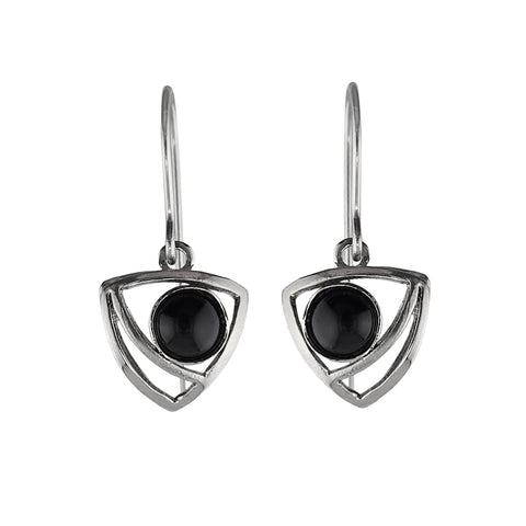 Christophe Poly Petite Silver And Black Triangle Earrings 