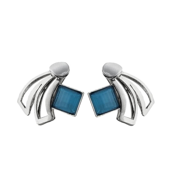  Christophe Poly Shooting Star Silver Blue Post Earrings