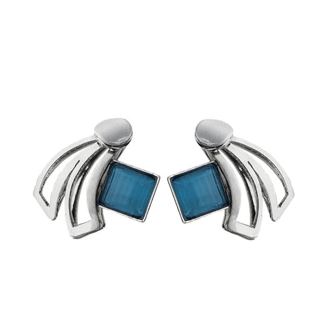  Christophe Poly Shooting Star Silver Blue Post Earrings