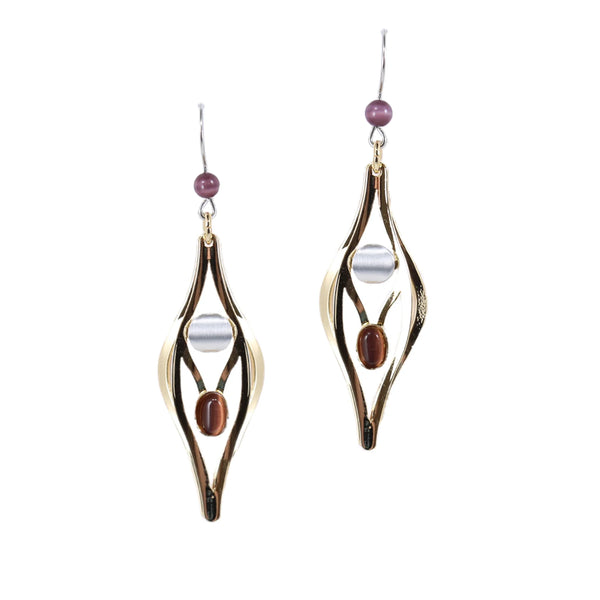 Christophe Poly Slender Golden Overlapping Layers Earrings
