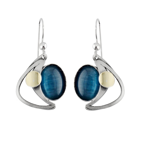 Christophe Poly Sliding Blue Oval Earrings 