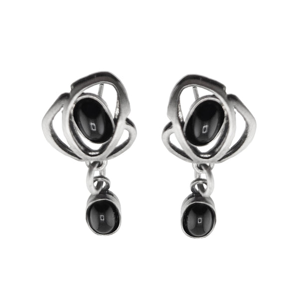Christophe Poly Suspended Angular Black Drop Post Earrings