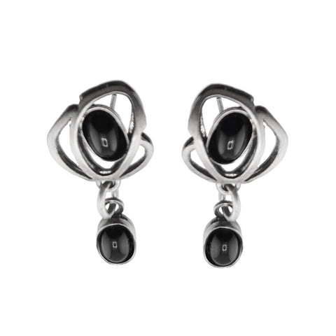 Christophe Poly Suspended Angular Black Drop Post Earrings