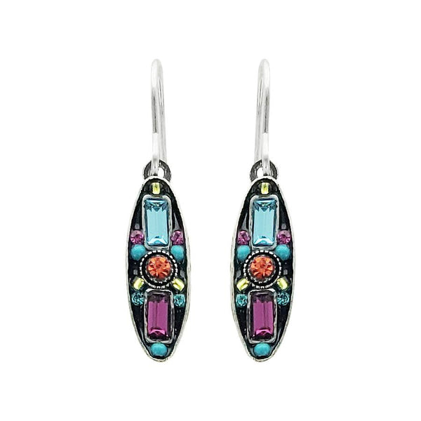 Firefly Designs Colorful Baguette Petite Oval Earrings