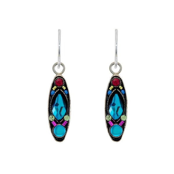 Firefly Designs Oval Blue Baguette Earrings