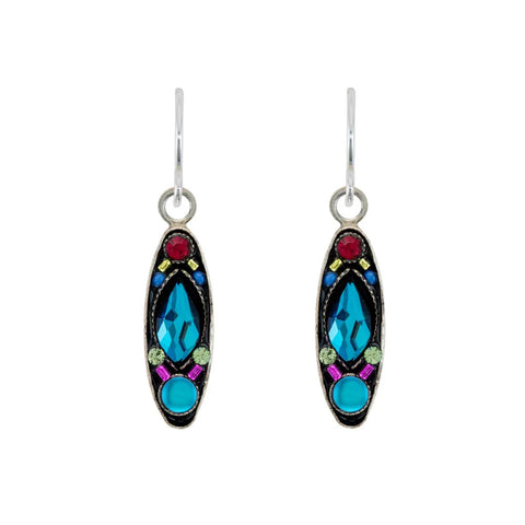 Firefly Designs Oval Blue Baguette Earrings