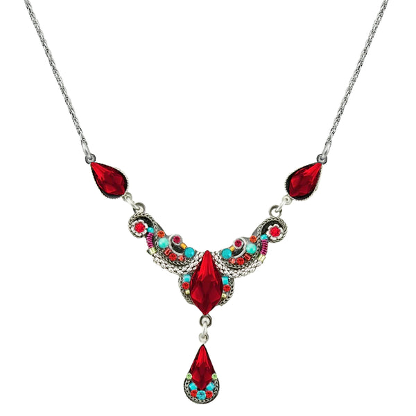 Firefly Designs Scrolling Red Crystal Enchantment Necklace