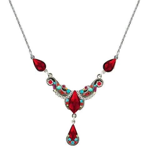 Firefly Designs Scrolling Red Crystal Enchantment Necklace
