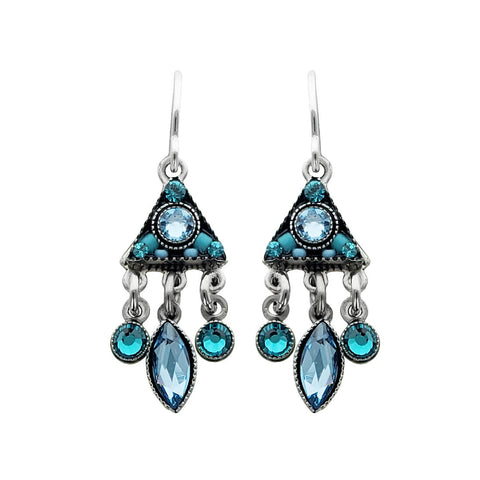 Firefly Mosaic Blue Crystal Triangle Drop Earrings