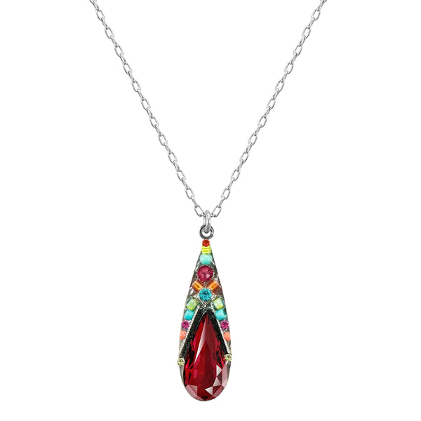 Firefly Mosaic Brilliant Red Pear Drop Necklace