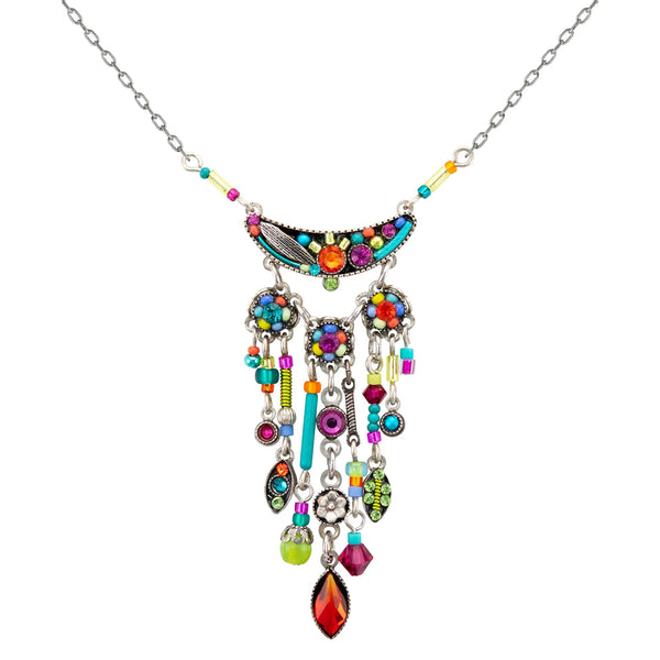 Firefly Mosaic Sparkling Cascading Botanical Necklace 