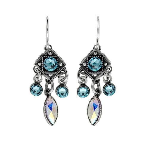 Firefly Mosaic Turquoise Crystal Diamond Drop Earrings
