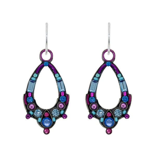 Firefly Mosaics Bejeweled Sapphire Open Oval Hoop Earrings