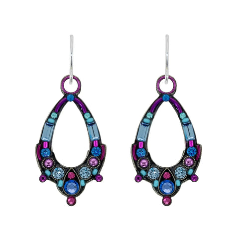 Firefly Mosaics Bejeweled Sapphire Open Oval Hoop Earrings