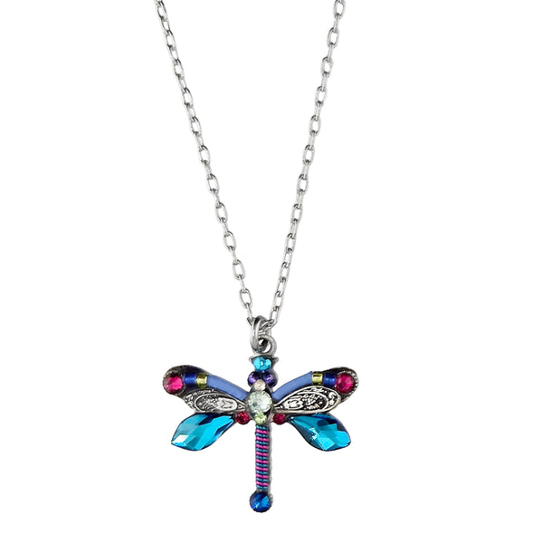 Firefly Mosaics Bermuda Blue Dragonfly Pendant Necklace 