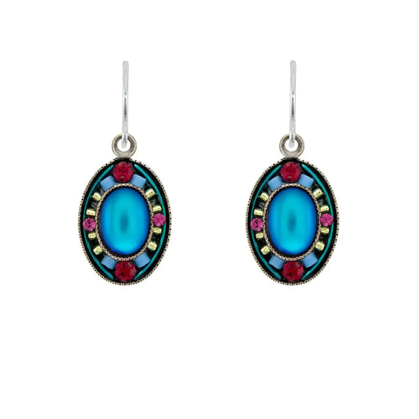 Firefly Mosaics Bermuda Blue Oval Earrings