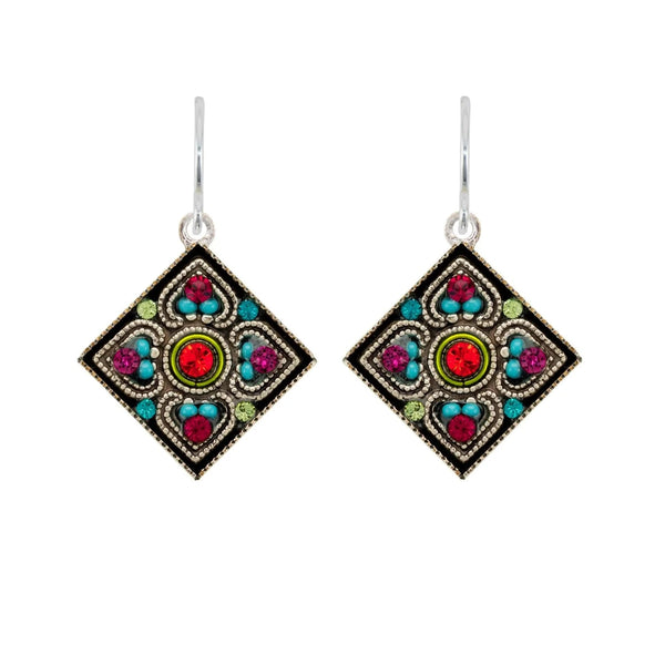 Firefly Mosaics Colorful Filigree Diamond Earrings