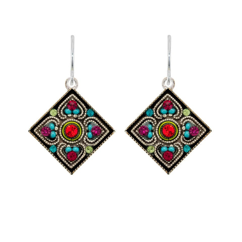 Firefly Mosaics Colorful Filigree Diamond Earrings