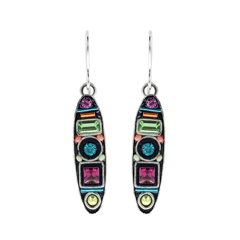 Firefly Mosaics Colorful Geometric Oval Earrings