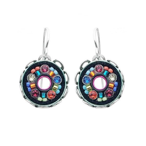 Firefly Mosaics Colorful Open Pinwheel Hoop Earrings