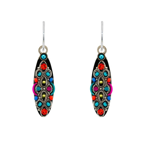 Firefly Mosaics Colorful Oval Filigree Earrings