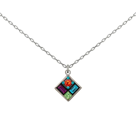 Firefly Mosaics Colorful Petite Diamond Drop Necklace