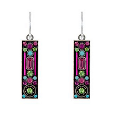 Firefly Designs Colorful Rose Architectural Earrings 