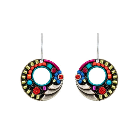 Firefly Mosaics Colorful Silver Hoop Earrings