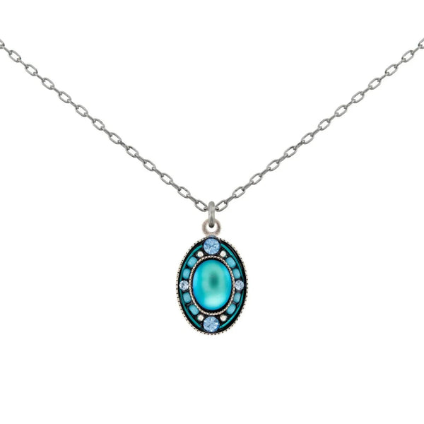 Firefly Mosaics Moonlight Blue Petite Oval Pendant Necklace