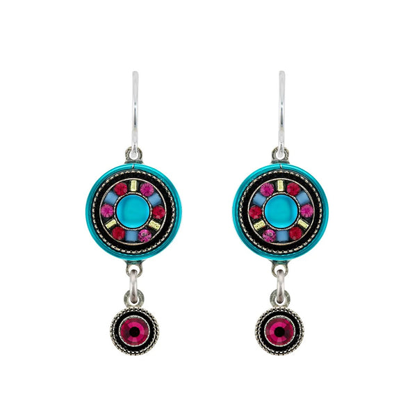 Firefly Mosaics Moonlight Fuchia Rose Drop Earrings 