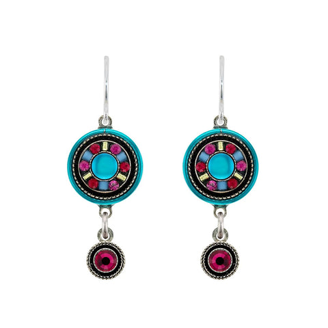 Firefly Mosaics Moonlight Fuchia Rose Drop Earrings 