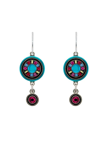 Firefly Mosaics Moonlight Fuchia Rose Drop Earrings 