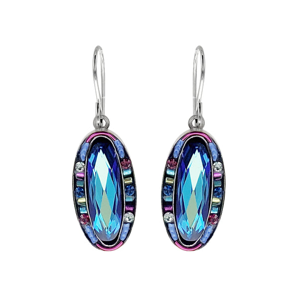 Firefly Mosaics Oval Faceted Bermuda Blue Drop Earrings