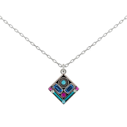 Firefly Mosaics Petite Azure Blue Diamond Drop Necklace