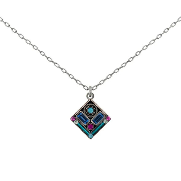 Firefly Mosaics Petite Azure Blue Diamond Drop Necklace