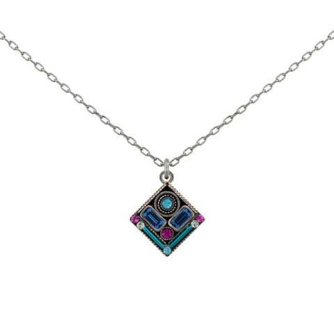 Firefly Mosaics Petite Azure Blue Diamond Drop Necklace