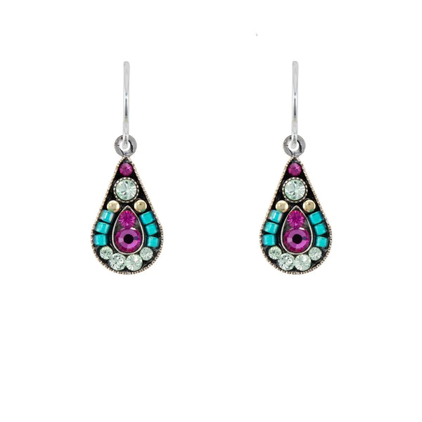 Firefly Mosaic Raindrop Fuchsia Earrings