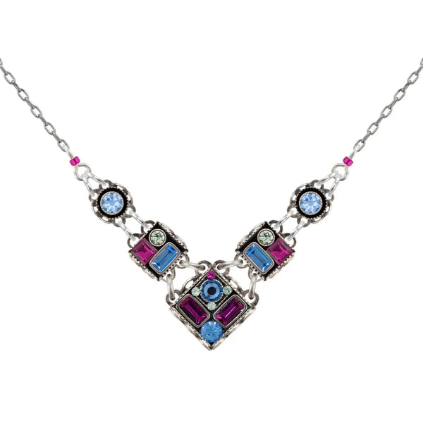 Firefly Mosaics Sky Blue And Rose Architectural Necklace