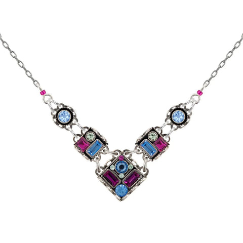 Firefly Mosaics Sky Blue And Rose Architectural Necklace
